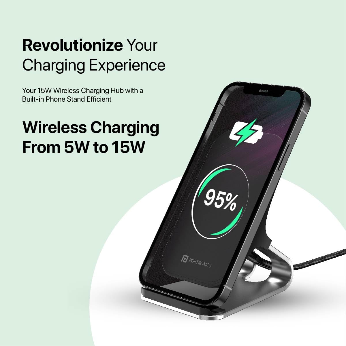 Portronics Freedom 15 Plus 15W Desktop Wireless Charger +