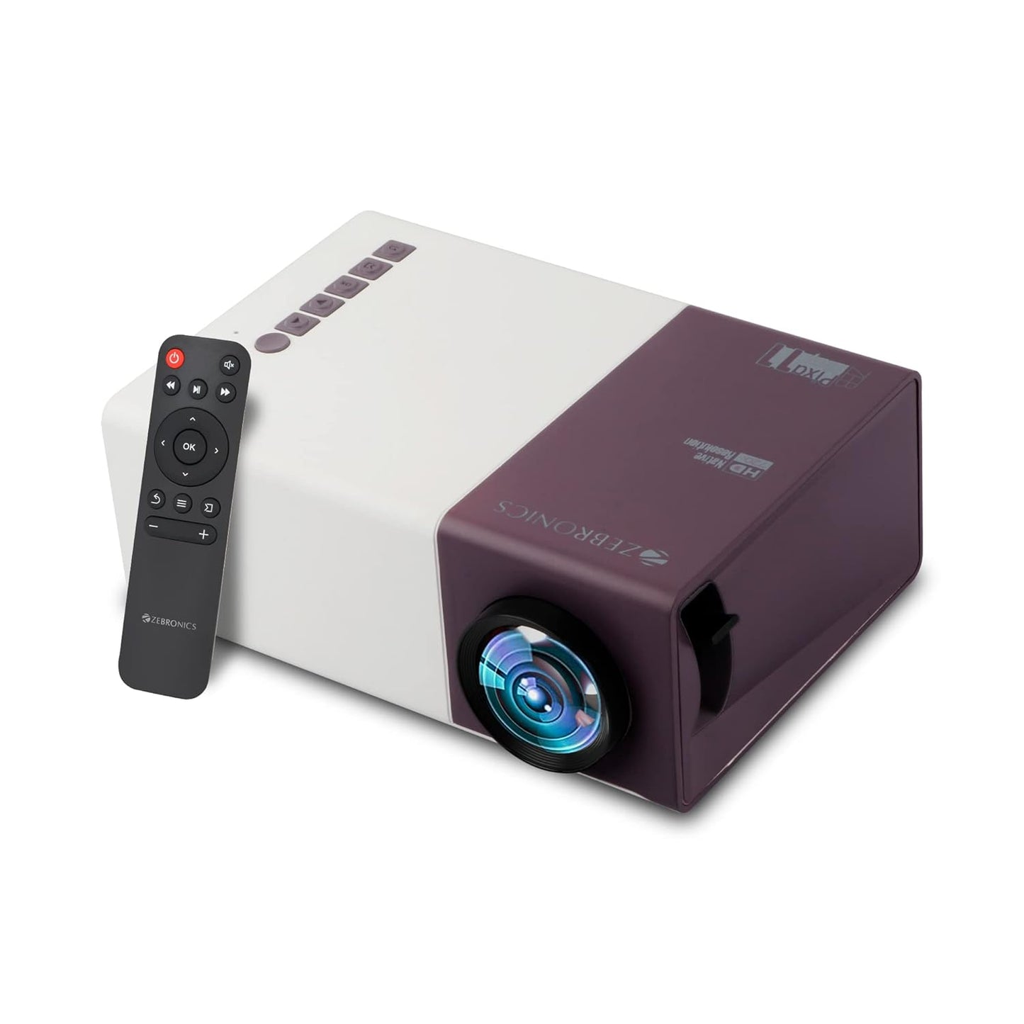 ZEBRONICS ZEB-PIXAPLAY 11 LED with FHD1080p support, built in speaker,Dual power input (1500 ln) Portable Projector