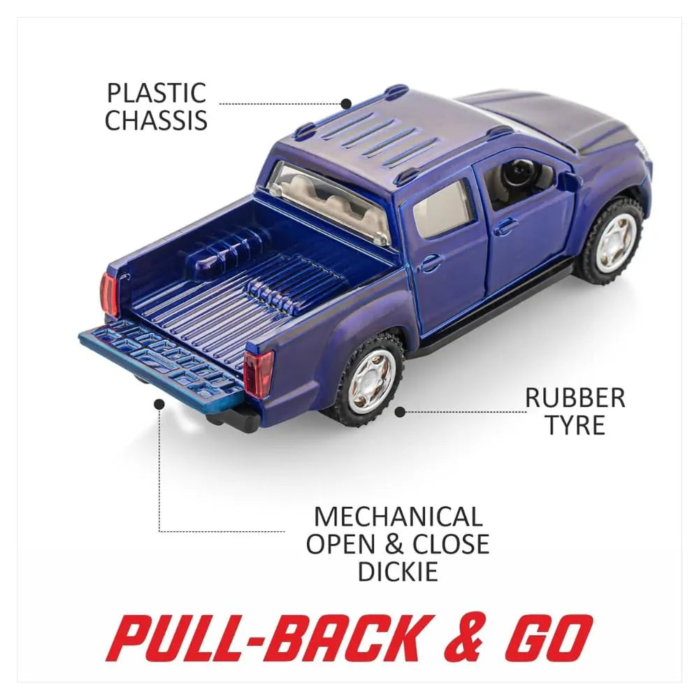 Max D1 Pickup Truck, Pull Back Action, Car Toys for Kids (Colour May Vary)