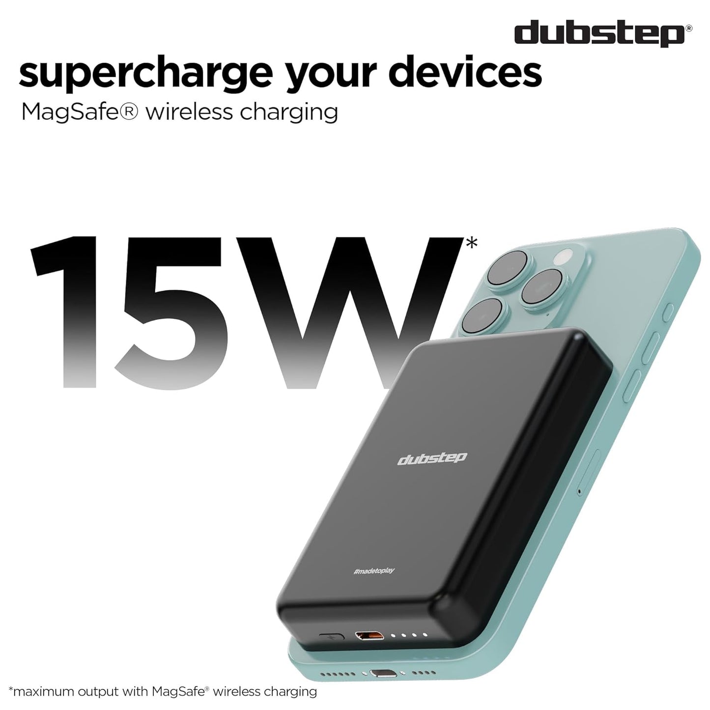 *Dubstep Powerblitz X1 10,000 mAh 20W 12W Fast Charging Wired & Wireless Charging Compact Pocket Size Power Bank with Type-C to Type-C Cable