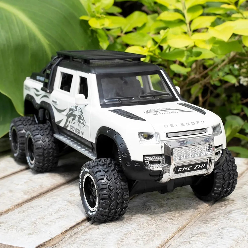 1:24 6X6 Defender Toy Car for Kids Scale Model Diecast Metal Cars Light Sound Pullback Openable Door Car