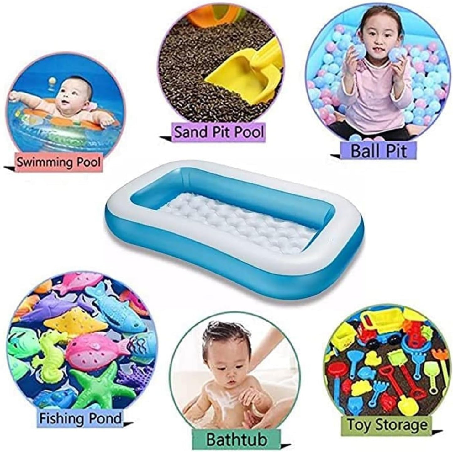 5.5ft Portable,Inflatable & Foldable Swimming Pool with Air Pump