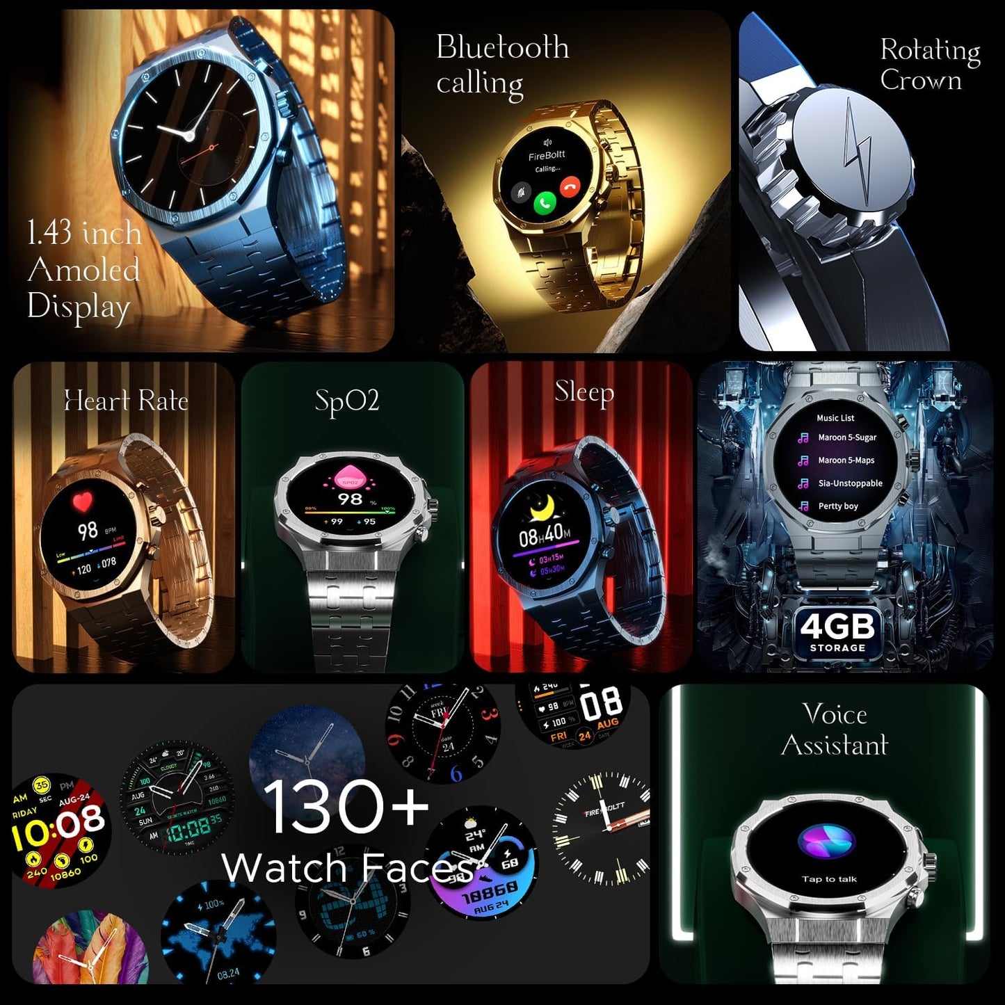 Fire-Boltt Royale Luxury Stainless Steel Smart Watch