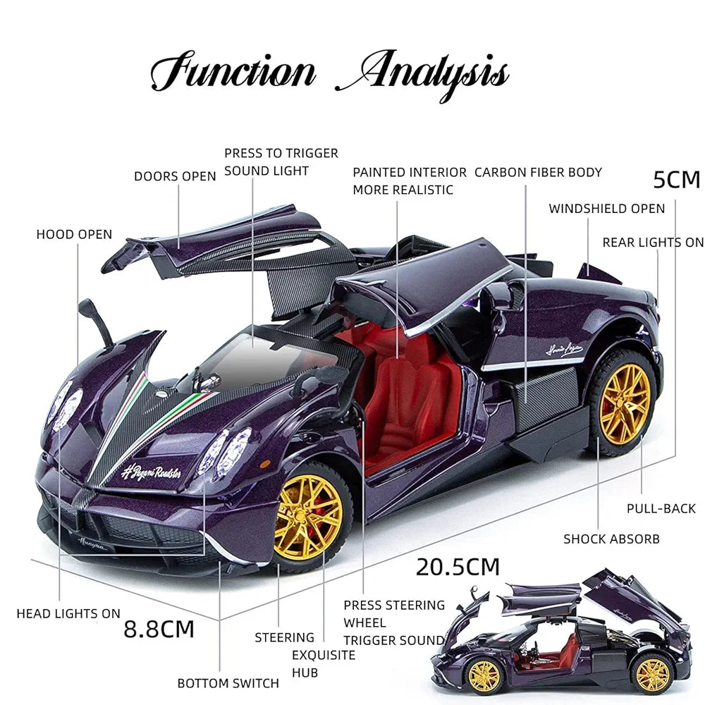 1/24 Pagani Diecast Metal Pullback Toy car