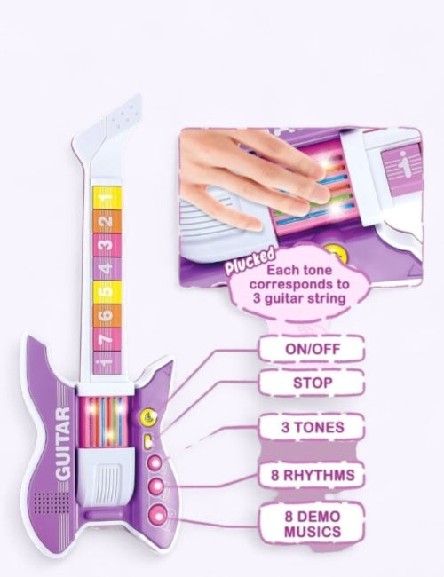 Colorful Musical Toy Guitar for Kids – Light & Sound with Number Keys