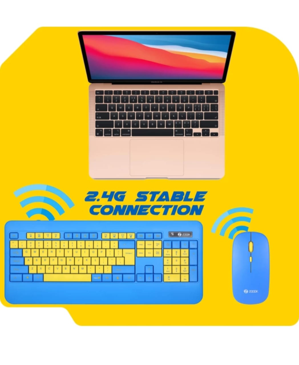 Zoook Qwerty Wireless Desktop Keyboard (Blue, Yellow)