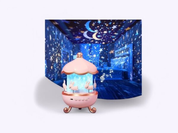 Rotating Cabin Projector Lamp(6 Themes) Star Projector Light & Sound For Baby
