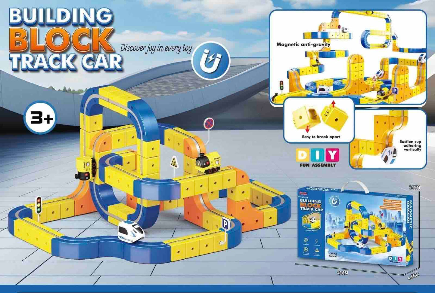 150PC BLOCK SET TRACK CAR MAGNETIC (BULK)