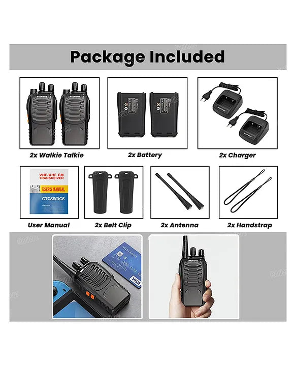 Walkie Talkie BF-888S – 3Km Long Range Two-Way Radio with 16 Channels, Portable CB Radio for personal & Commercial use