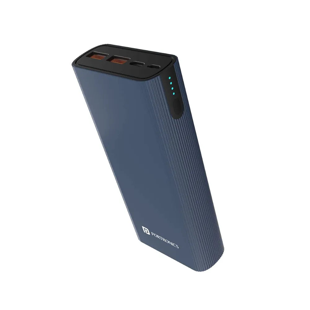 *Portronics Power 45 20000mAh Super Fast Charging Metal Power Bank |Triple Output (2USB + 1 Type C) for Laptop/Mobiles/TWS/Speakers.(Blue)*