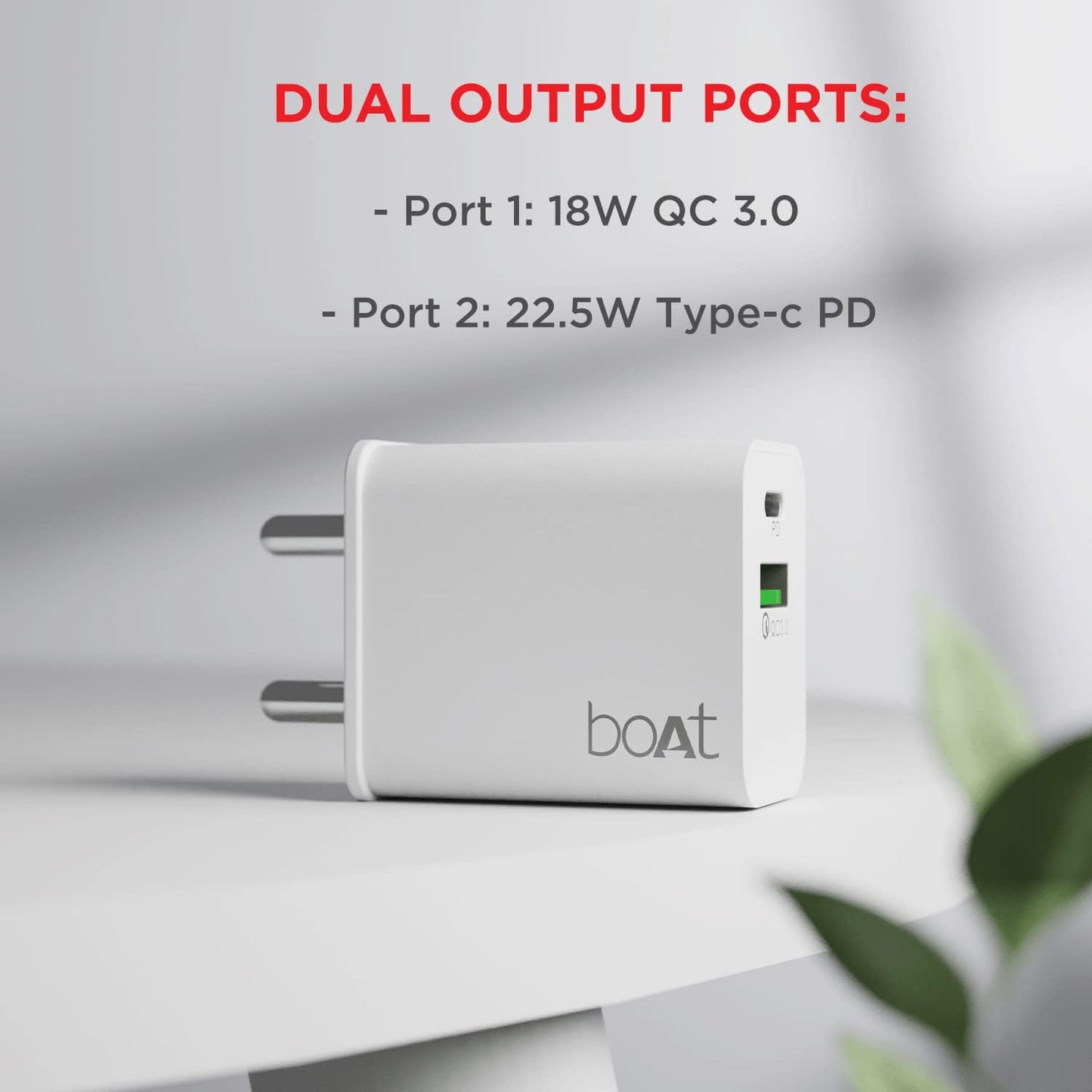 boAt WCDV 22.5W Dual Port Charger with 22.5W