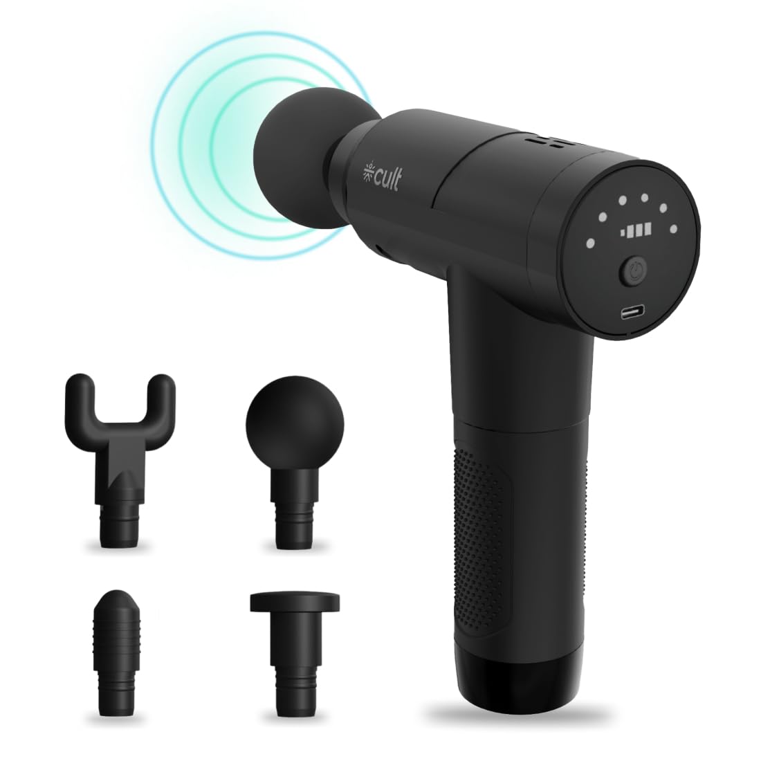 CULT Volt Pro, Full Body Professional Gun Massager, 4500 mAh battery, QuietMotion Tech, Deep Tissue Percussions, 4 Interchangeable heads, 6 Speed leve