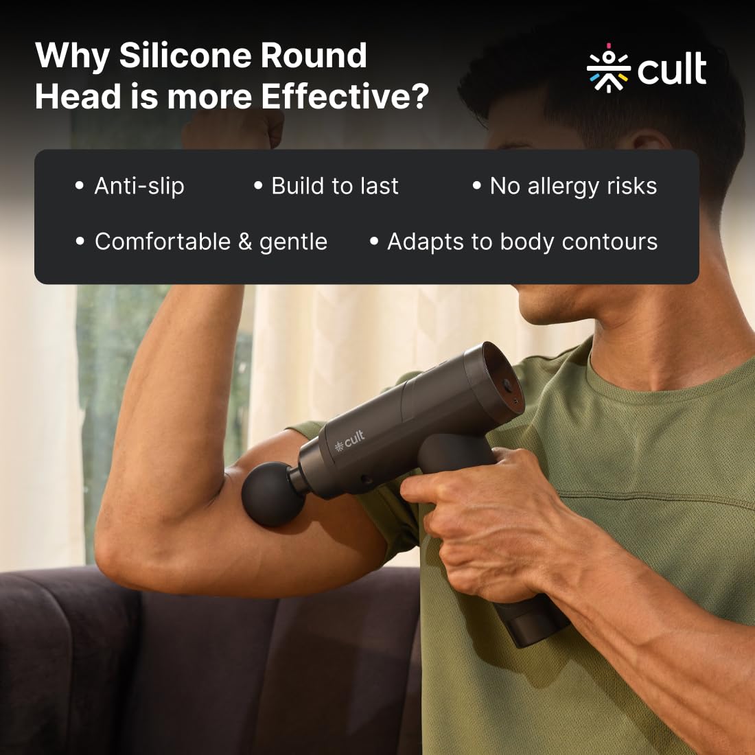CULT Volt Pro, Full Body Professional Gun Massager, 4500 mAh battery, QuietMotion Tech, Deep Tissue Percussions, 4 Interchangeable heads, 6 Speed leve