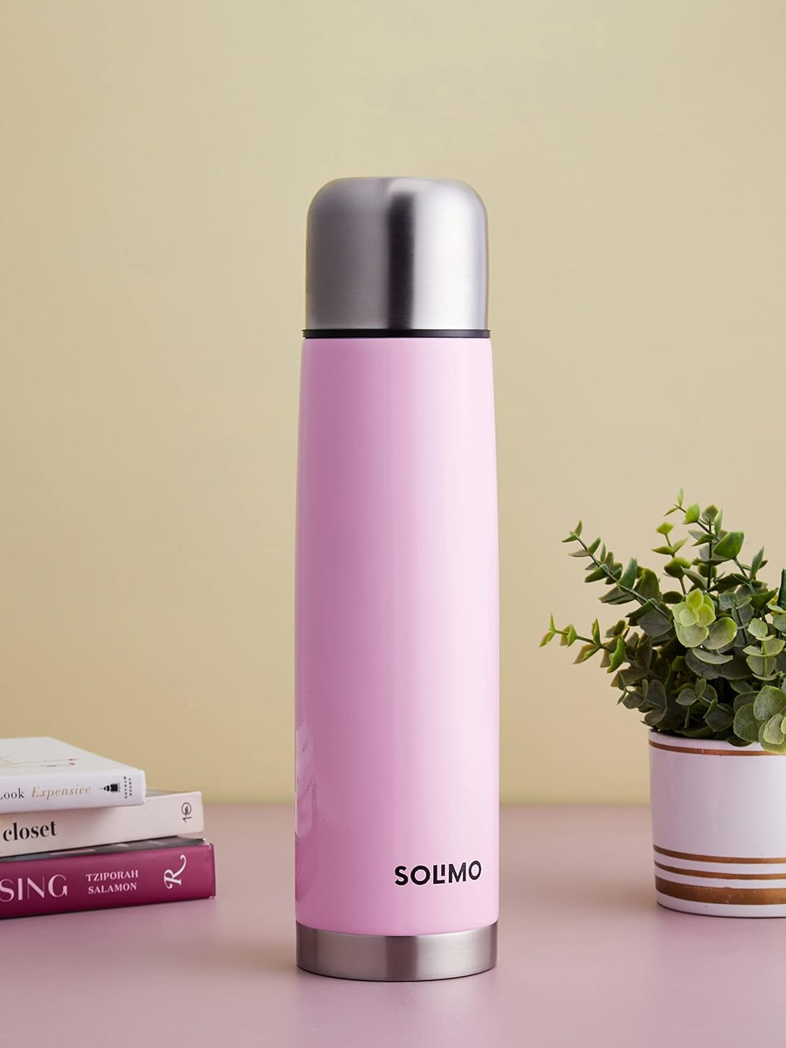 Amazon Brand - Solimo Stainless Steel Insulated 24 Hours Hot or Cold Bottle Thermos Flask, 1000 ml, Pink