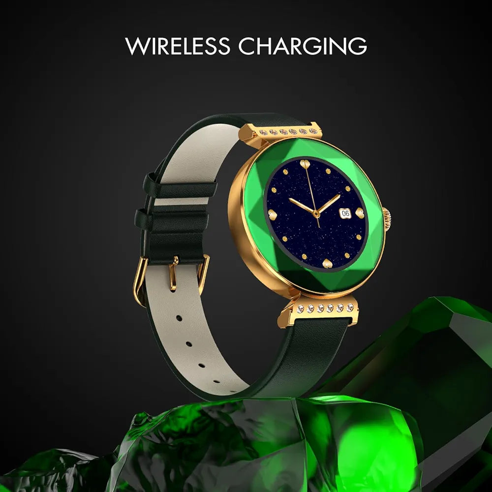 Fire-Boltt Emerald Gemstone-Studded Diamond Cut Smart *Watch 27.68mm (1.09 inch) HD Display