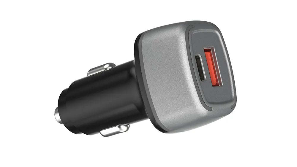 Amazon Basics Car Charger with 38W Charging| Dual Port -Type C and USB Output | Type-C USB Cable Included, Black