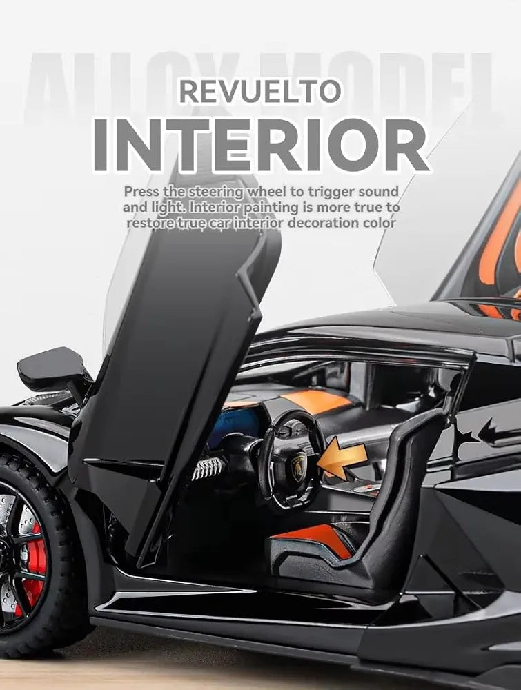 1:24 Lamborghini Revuelto Diecast Metal Pull Back Car