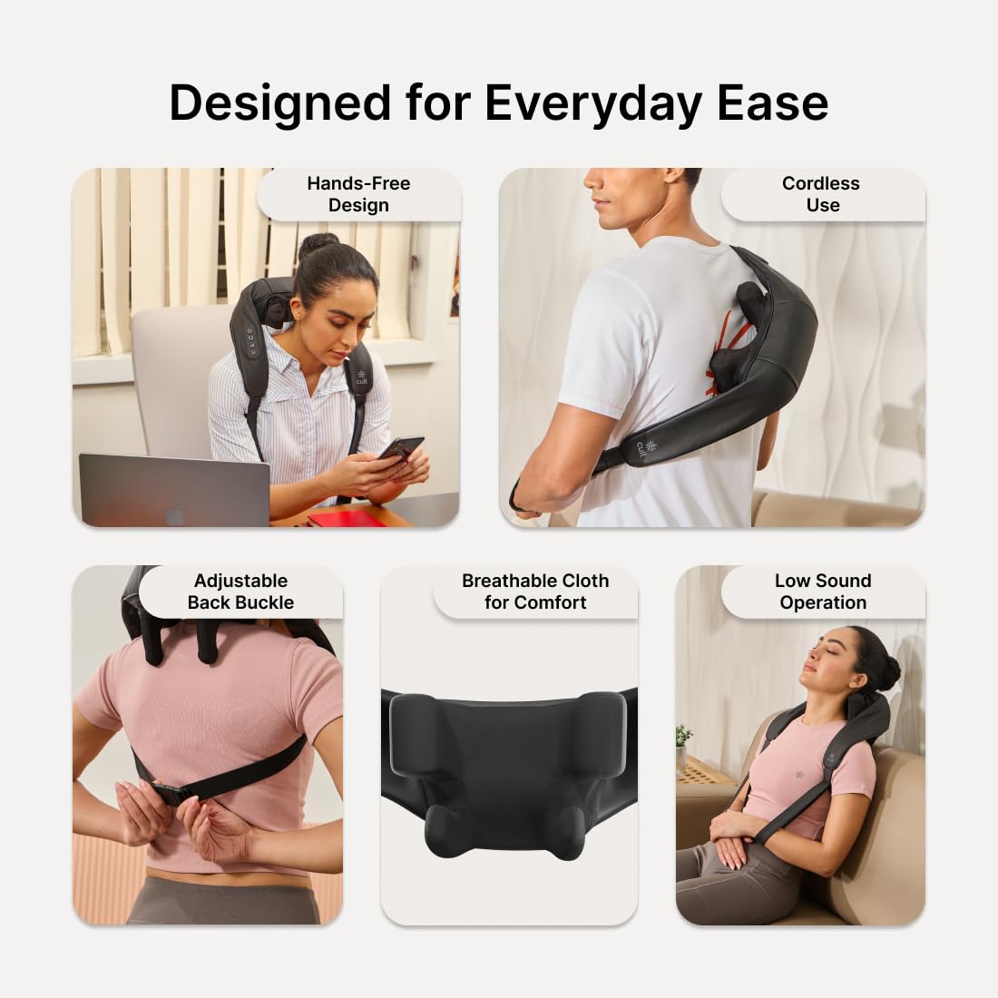 Cult Manual Deep Relax Shoulder Massager, Deep Tissue Kneading Shiatsu Rollers For Pain Relief, Cordless Massager