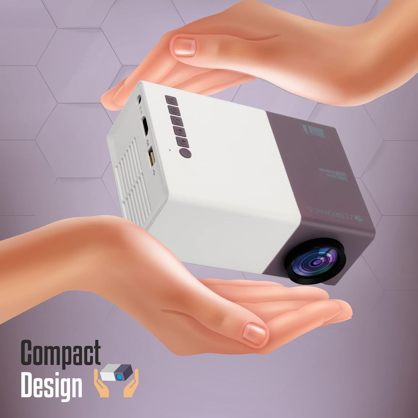 ZEBRONICS ZEB-PIXAPLAY 11 LED with FHD1080p support, built in speaker,Dual power input (1500 ln) Portable Projector