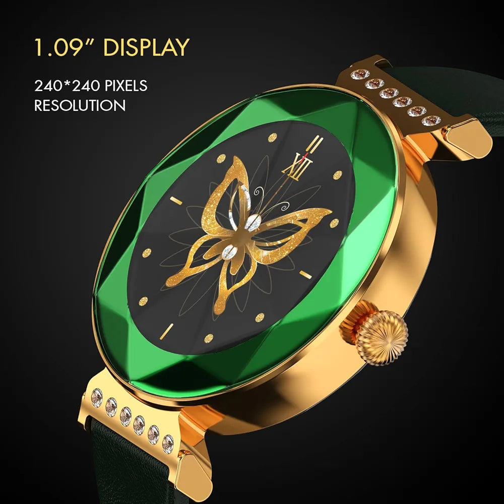 Fire-Boltt Emerald Gemstone-Studded Diamond Cut Smart *Watch 27.68mm (1.09 inch) HD Display