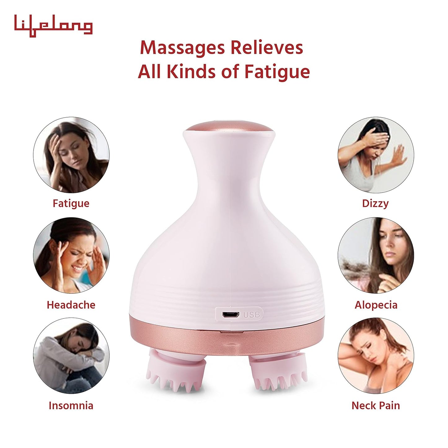 Lifelong LLM225 Rechargeable Head, Scalp Full Body Pain Relief Massager