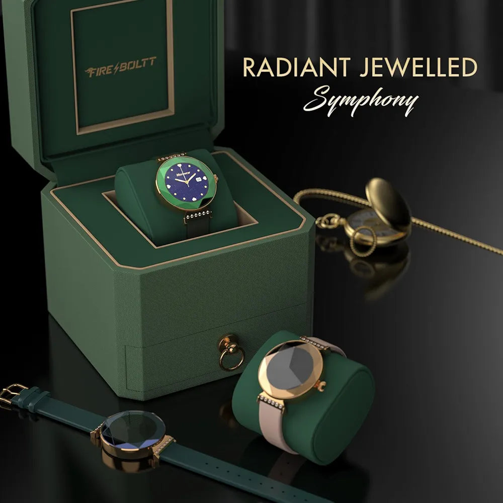 Fire-Boltt Emerald Gemstone-Studded Diamond Cut Smart *Watch 27.68mm (1.09 inch) HD Display