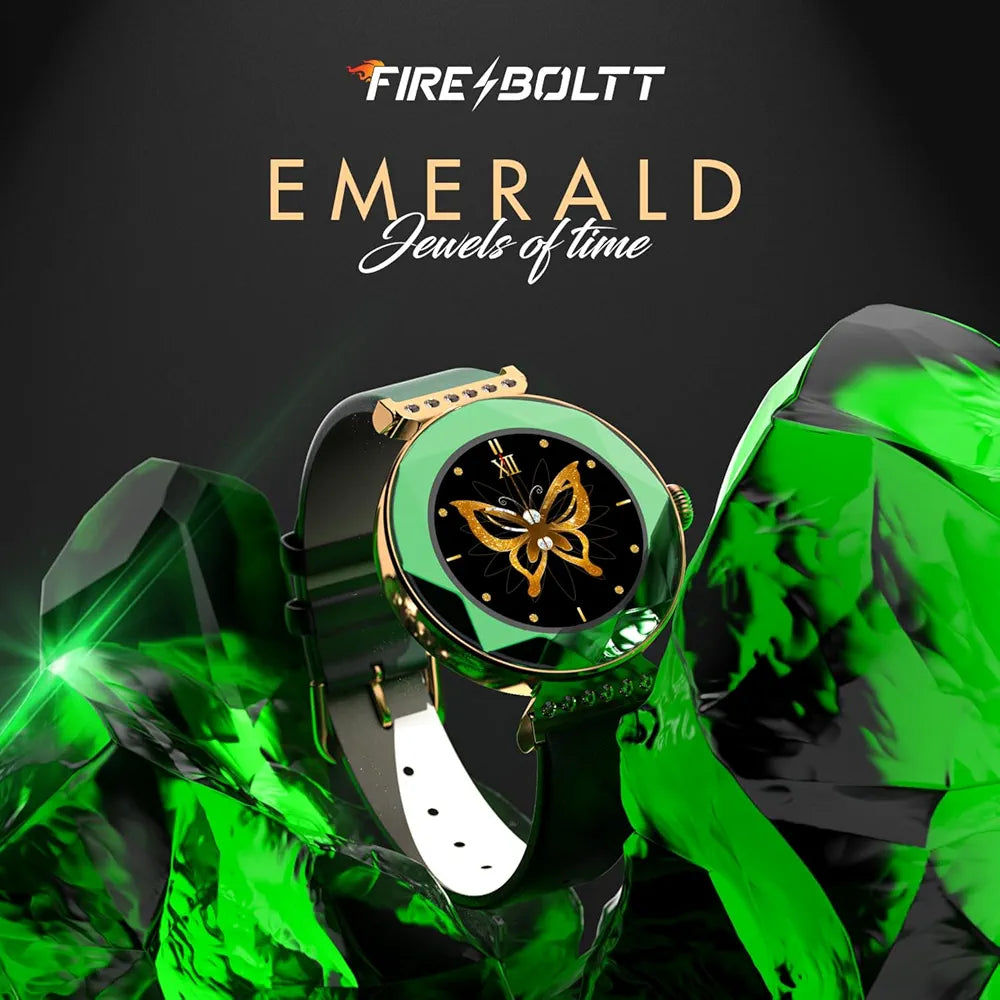 Fire-Boltt Emerald Gemstone-Studded Diamond Cut Smart *Watch 27.68mm (1.09 inch) HD Display