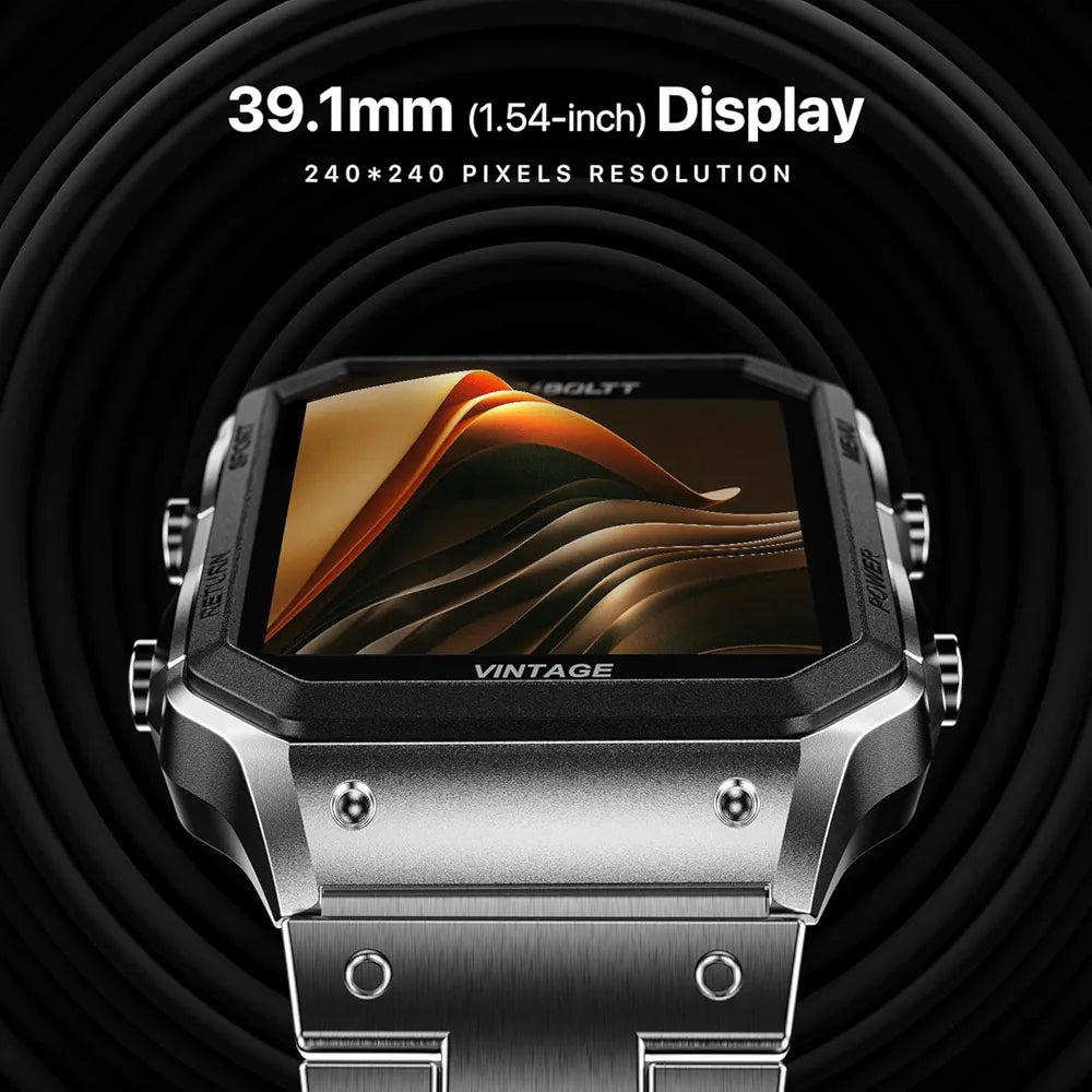Fire-Boltt Vintage Smartwatch 39.1mm (1.52 inch) TFT Display, Stainless Steel Design, Bluetooth Calling