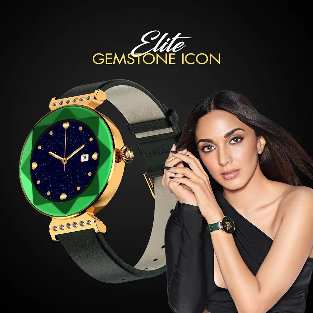 Fire-Boltt Emerald Gemstone-Studded Diamond Cut Smart *Watch 27.68mm (1.09 inch) HD Display