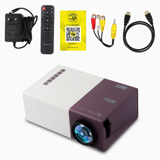 ZEBRONICS ZEB-PIXAPLAY 11 LED with FHD1080p support, built in speaker,Dual power input (1500 ln) Portable Projector