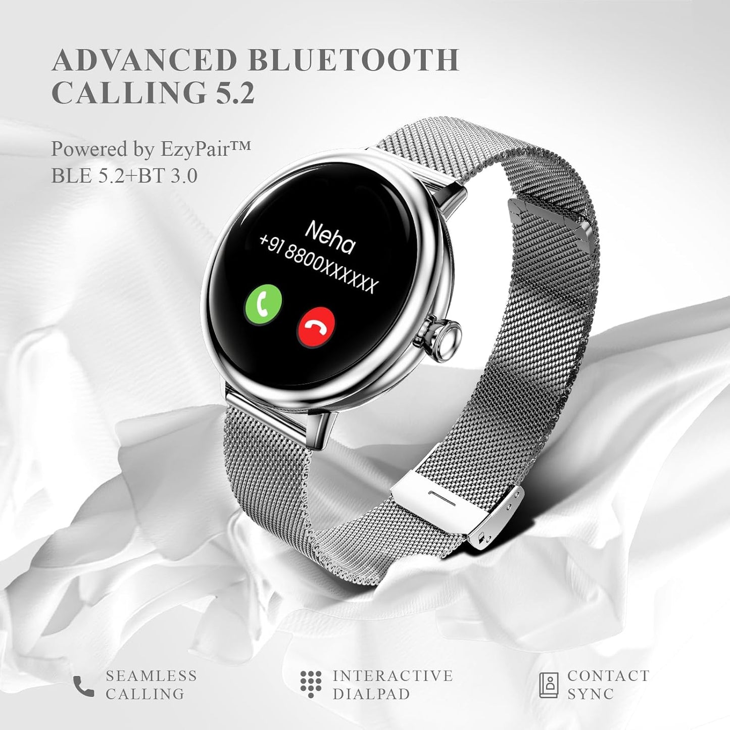 beatXP Eva 1.2" Super AMOLED Display, Bluetooth Calling Smart Watch for Women