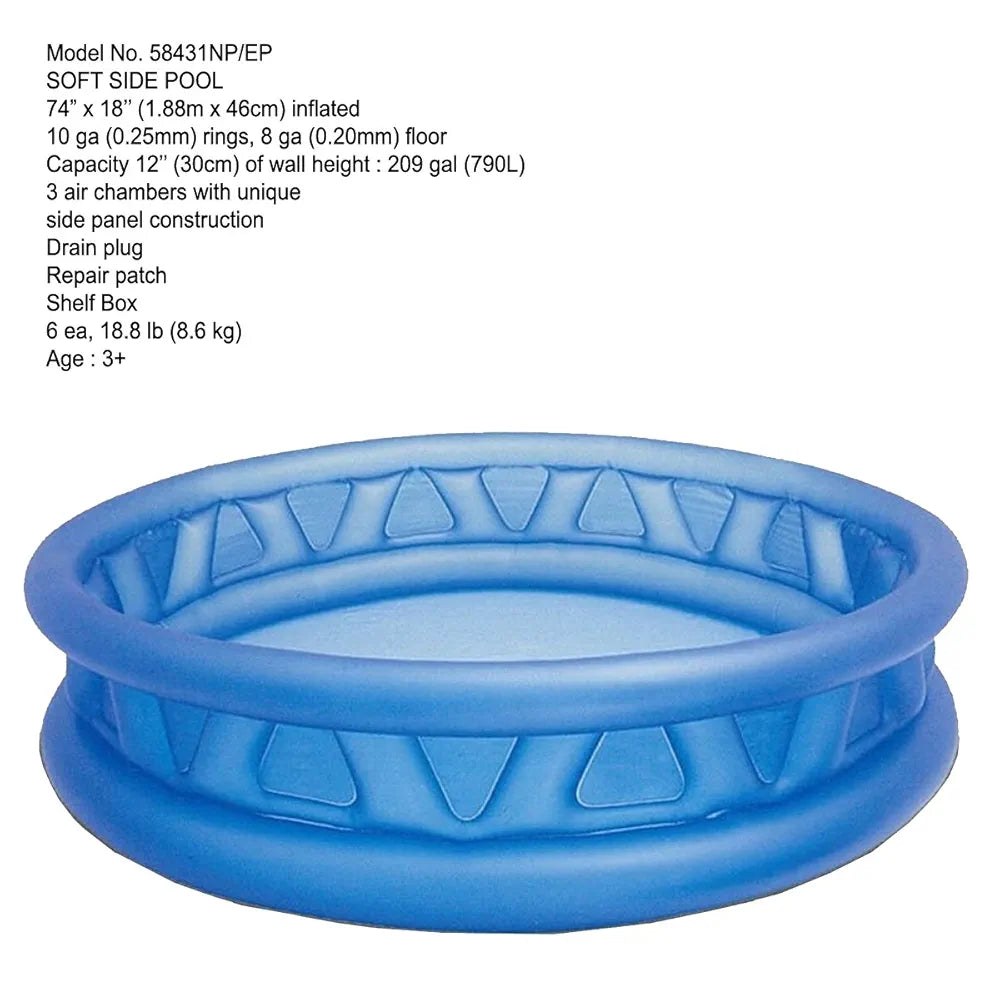 Intex 6 Feet Inflatable Side Pool (Blue)