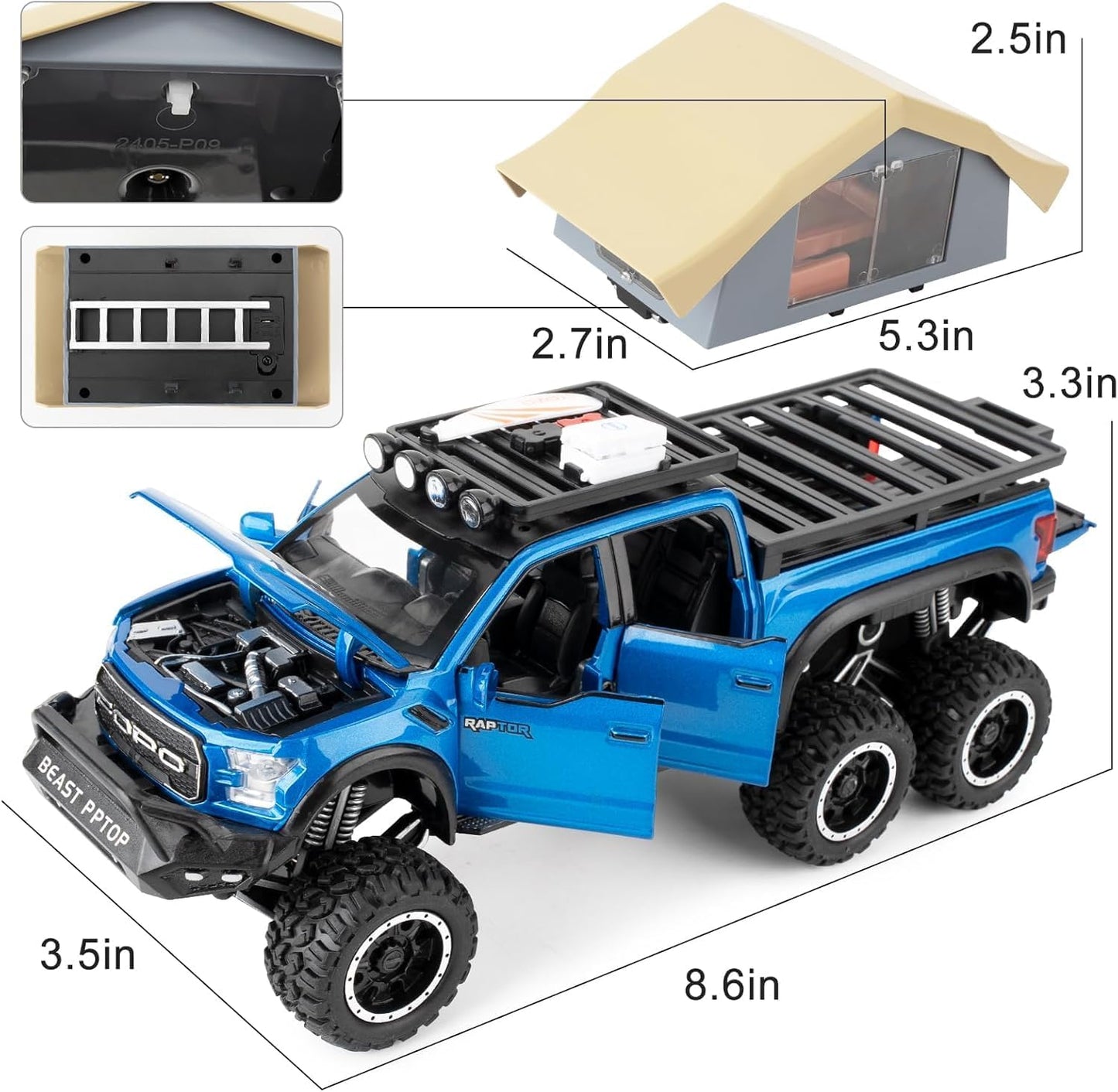 1/24 Ford Raptor F150 Pickup Truck Model Car