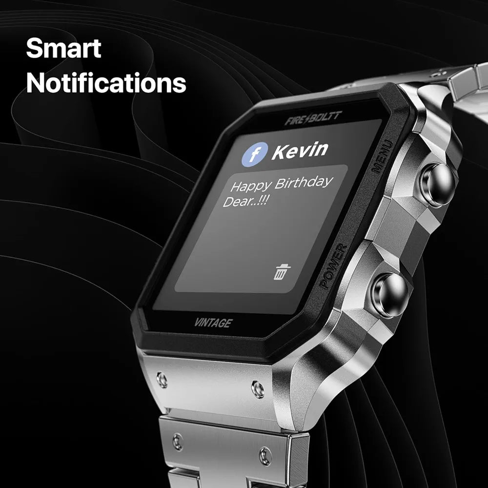 Fire-Boltt Vintage Smartwatch 39.1mm (1.52 inch) TFT Display, Stainless Steel Design, Bluetooth Calling