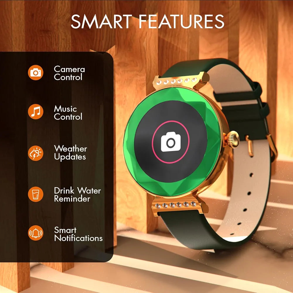 Fire-Boltt Emerald Gemstone-Studded Diamond Cut Smart *Watch 27.68mm (1.09 inch) HD Display