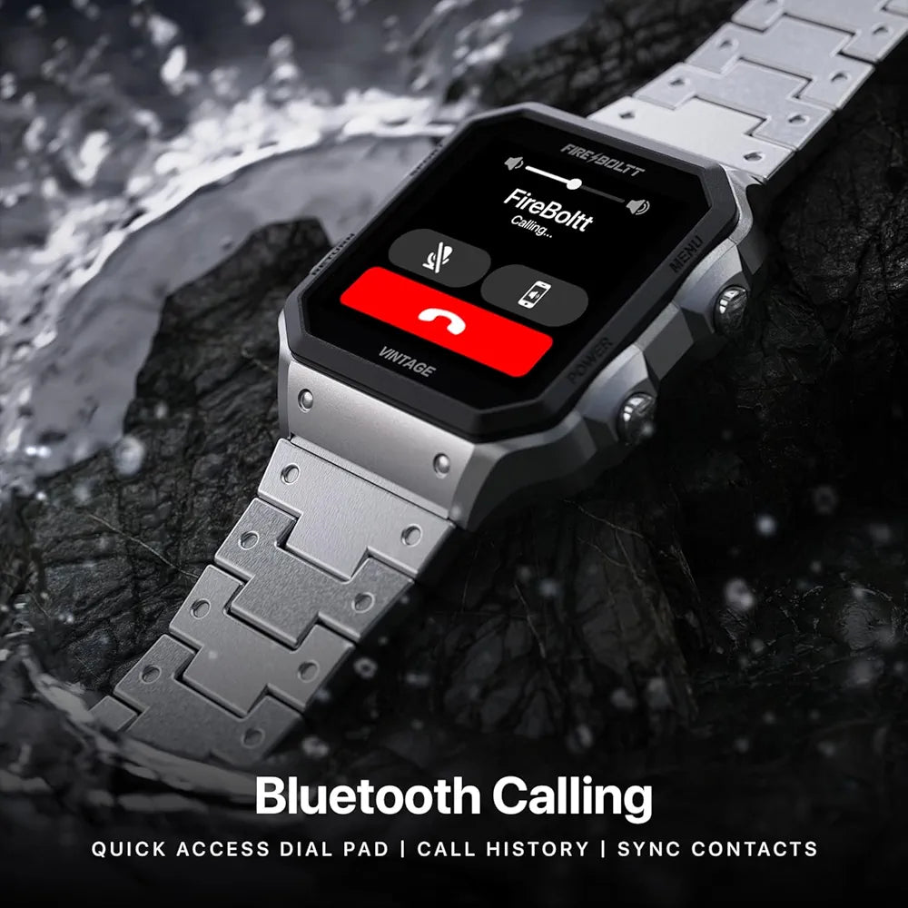 Fire-Boltt Vintage Smartwatch 39.1mm (1.52 inch) TFT Display, Stainless Steel Design, Bluetooth Calling