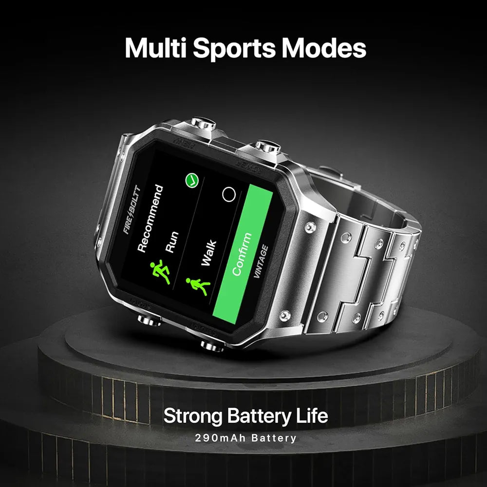 Fire-Boltt Vintage Smartwatch 39.1mm (1.52 inch) TFT Display, Stainless Steel Design, Bluetooth Calling