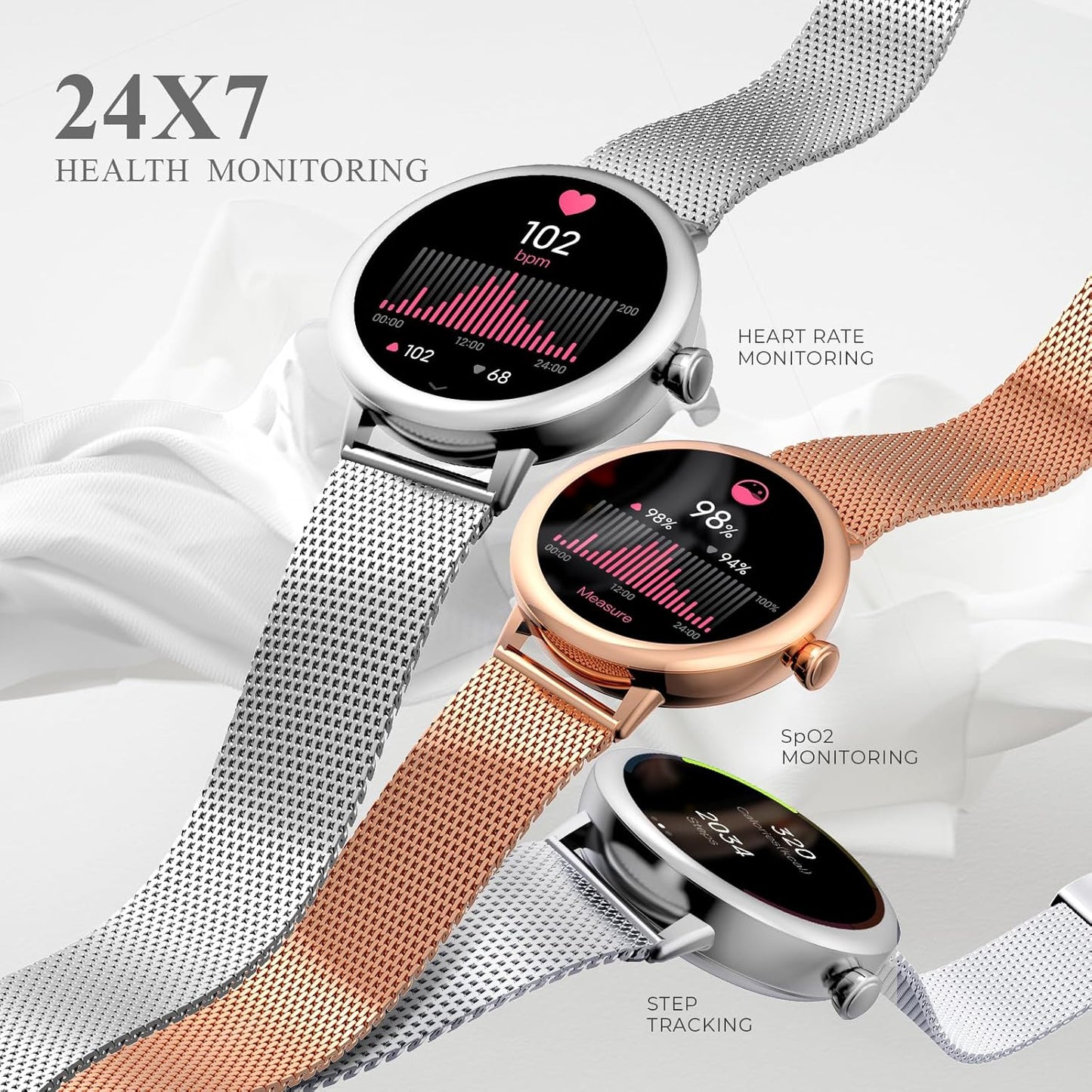 beatXP Eva 1.2" Super AMOLED Display, Bluetooth Calling Smart Watch for Women
