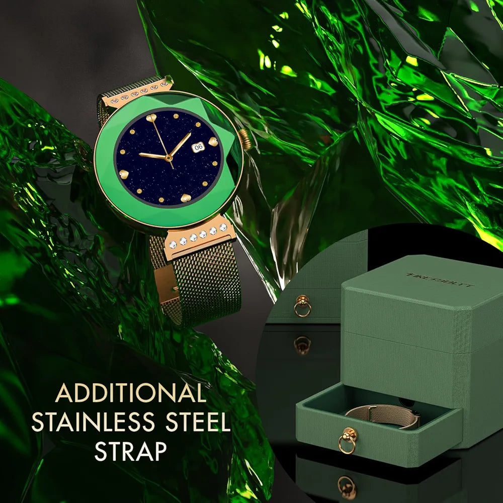 Fire-Boltt Emerald Gemstone-Studded Diamond Cut Smart *Watch 27.68mm (1.09 inch) HD Display