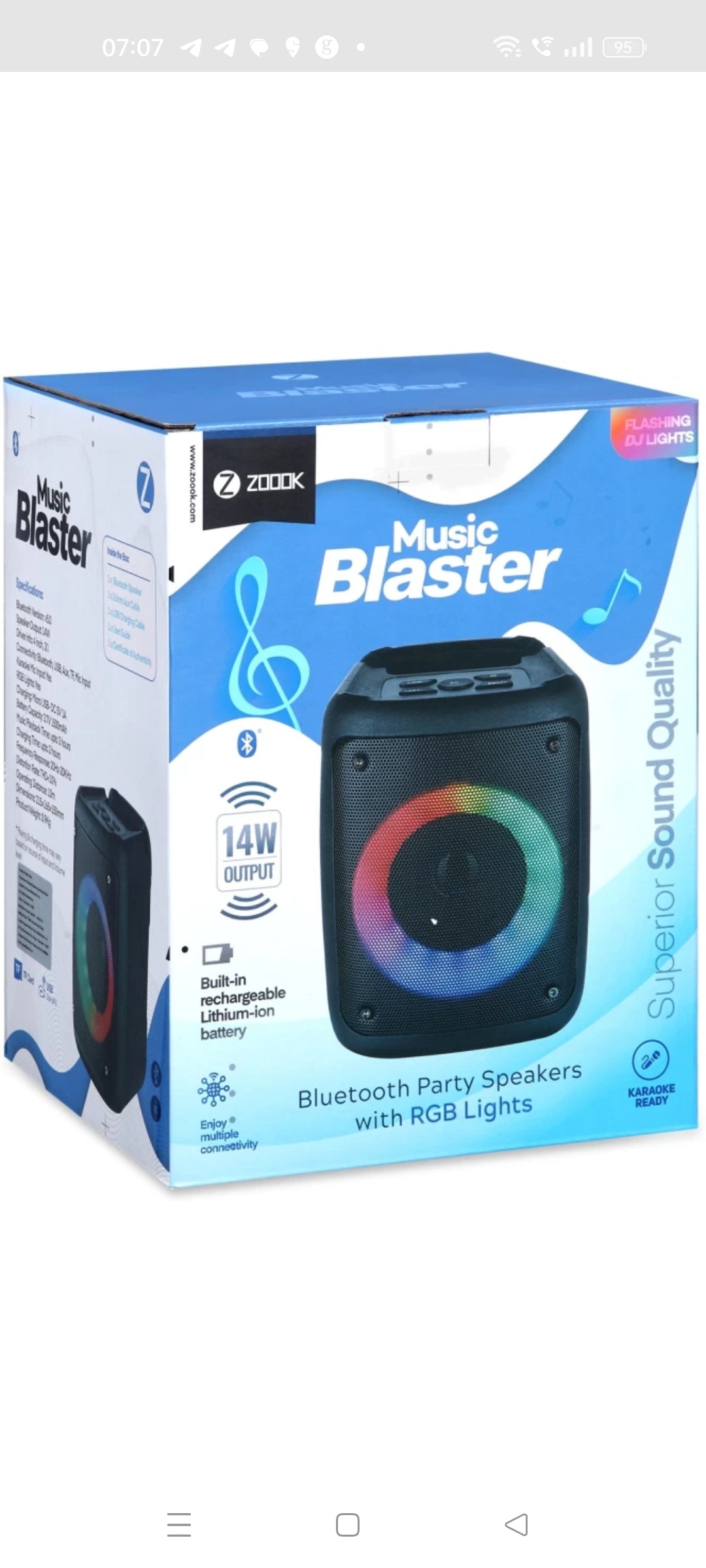 Zoook Music Blaster Bluetooth Party Speaker 14 watts