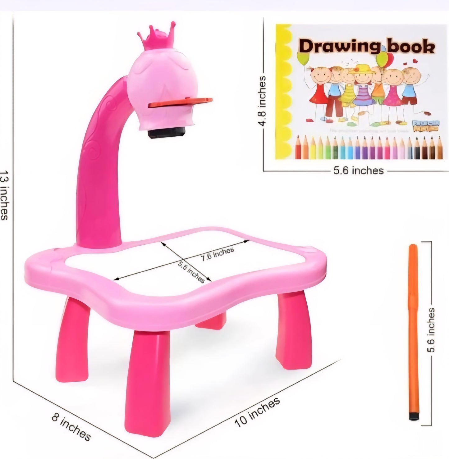 Projector Coloring Table with Sketch Pens and Image Slides Without Duster