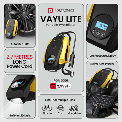 Portronics Vayu Lite Portable Tyre Inflator