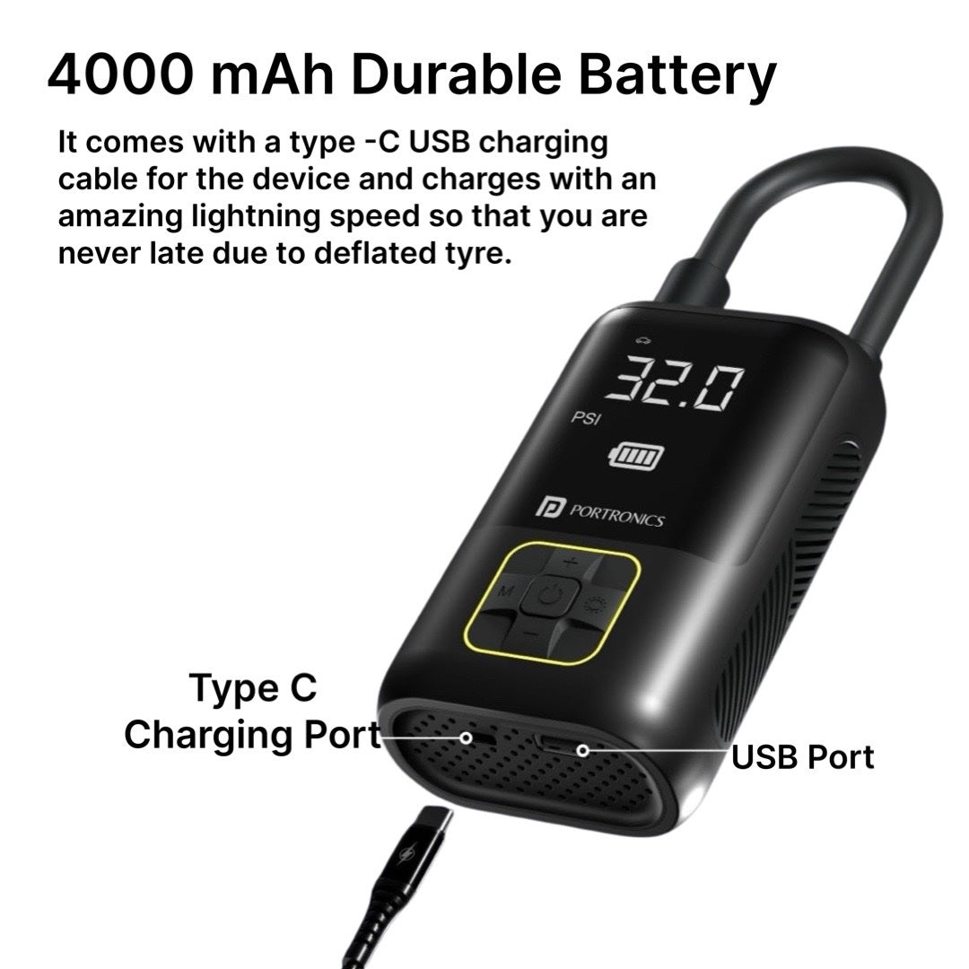 Portable Air Compressor (Vayu), for Cars, Motorcycles